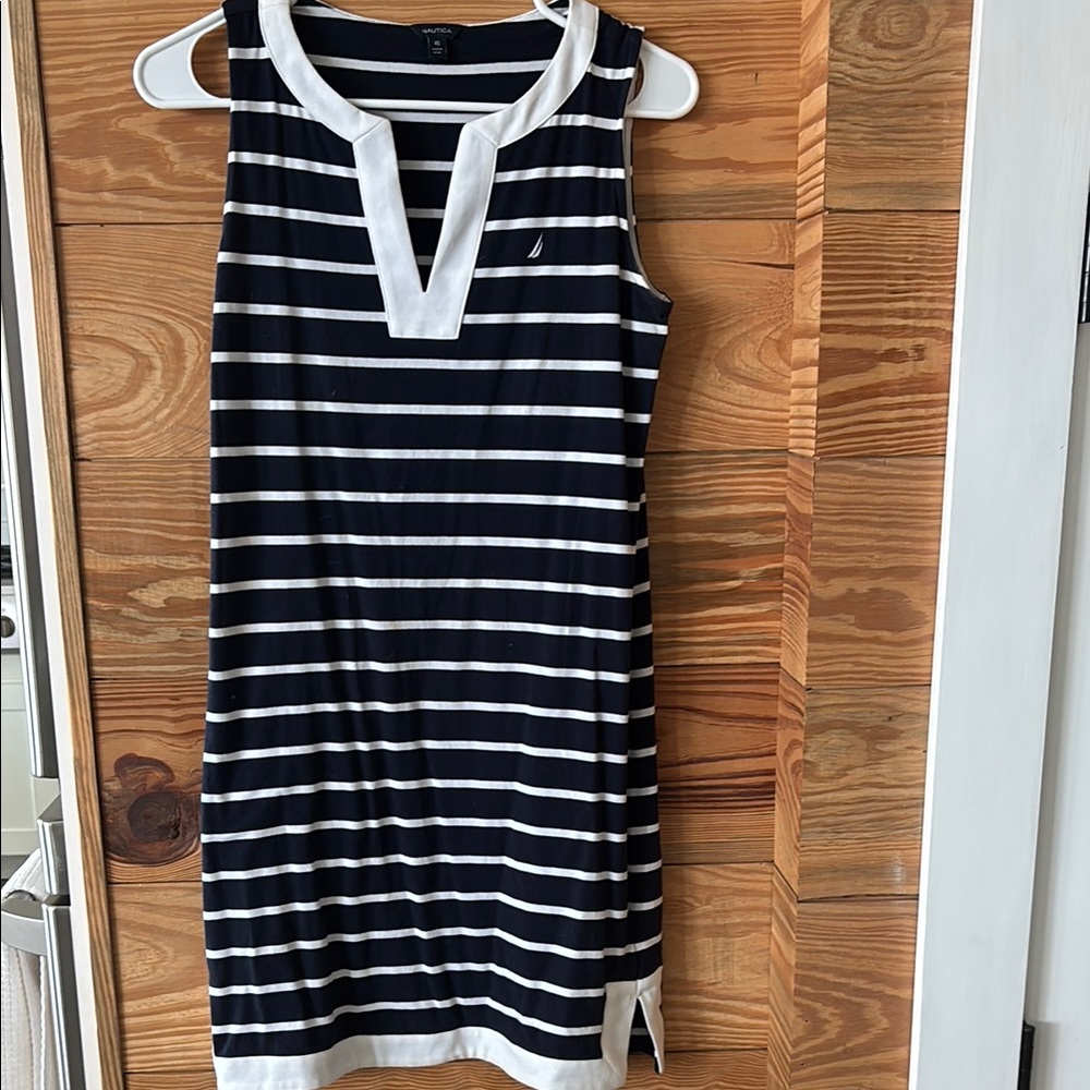 Nautica Black and White Striped Sleeveless Dress Size XS